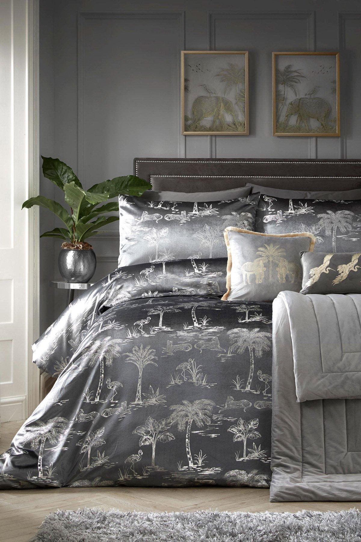 Bedding Oasis Finely Illustrated Print Velvet Duvet Cover Set Laurence Llewelyn Bowen 3807